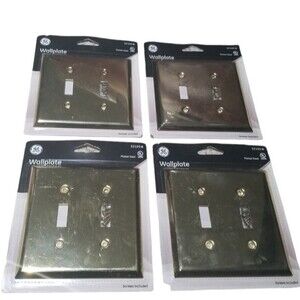 GE General Electric Plated Steel Wall Light Switch Cover Lot of 4 Gold